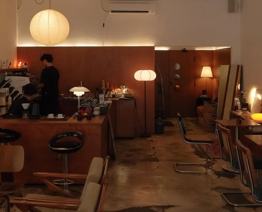 Coffee counter and seating at FourSense